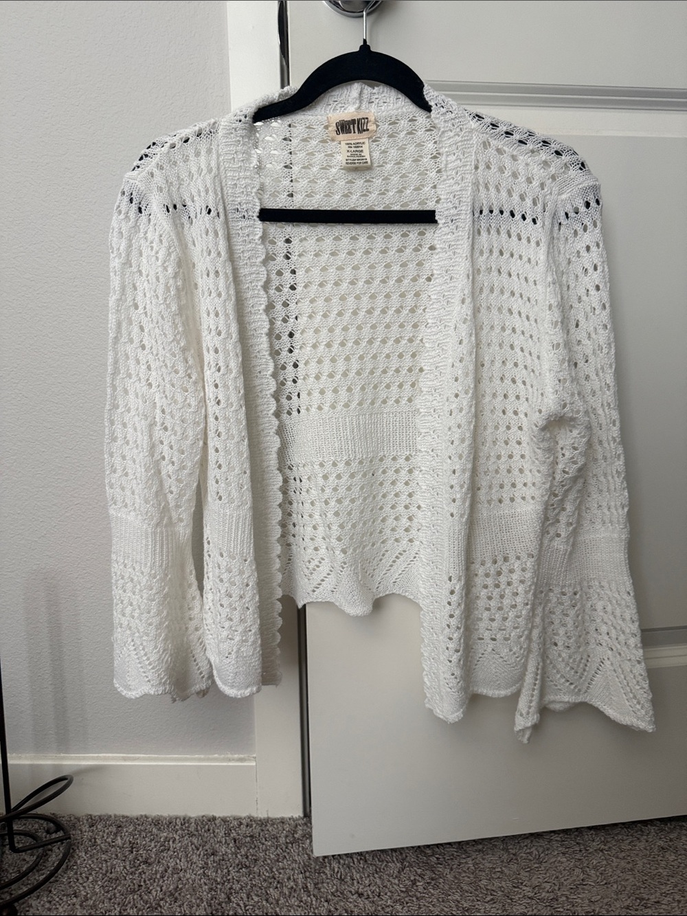 Openwork Knit Cardigan - White